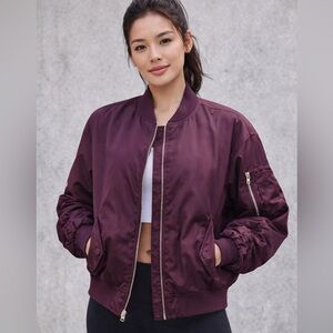 💗 Victoria’s Secret PINK Burgundy Bomber Jacket – NWT – Size S Wide